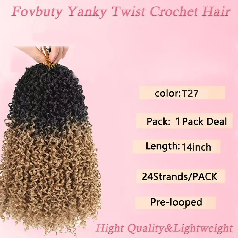 Yanky Twist Crochet Hair 24 Strands 1 Pack Ombre Spring Twist Hair Senegalese Twist Crochet Hair with Curly Ends Synthetic Hair