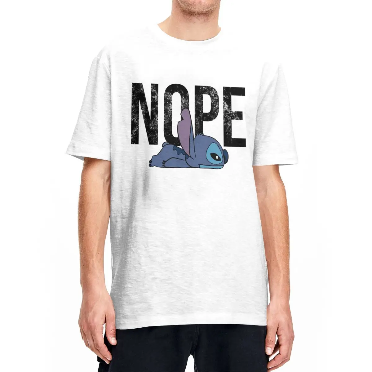 

Men T Shirt Stitch Big NOPE Laying Down T Shirts Harajuku Beach Tees Vintage Design Cotton Tops Plus Size 5XL