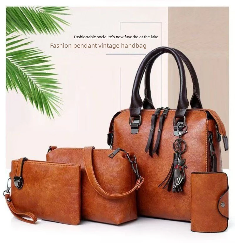 Damen-Handtaschen-Set 2026 aus PU-Leder, 4-teilig, Designer-Handtasche, Umhängetasche, Pendler-Tasche mit großer Kapazität – Detail 1