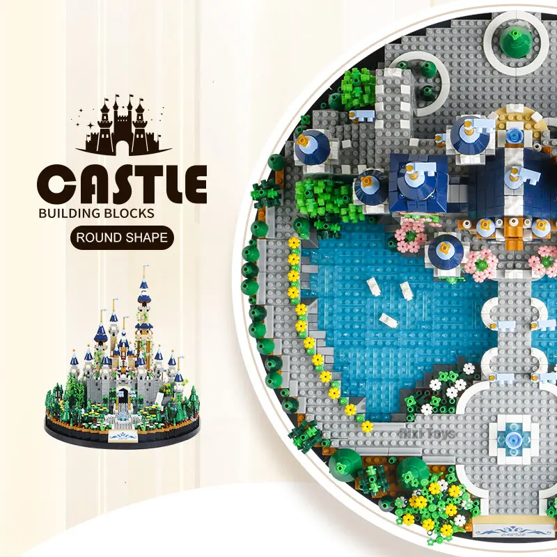 6180PCS Magic Castle Sakura House Building Blocks City Street Model With LED Lights Mini Bricks Toys Children's Christmas Gifts - view 2