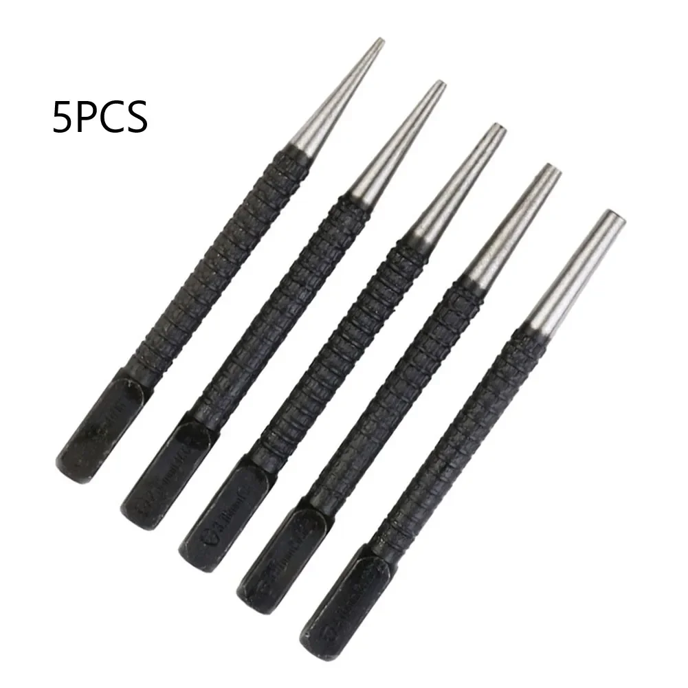 5pcs Nail Punch Set Knurled Body Square Punch Center Punch Positioning Punch For Labeling Plastics Wood Metals