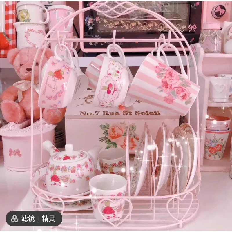 creative  rack, water hanger, cup saucer pot hanger, coffee rack, wrought iron cup saucer storage r