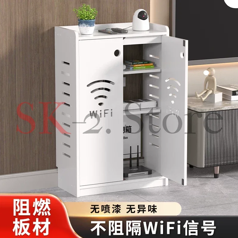 Floor-Standing Router Shelf WiFi Router Storage Rack Organizer Baseboard-Friendly Design Modem Holder for Living Room Bedroom