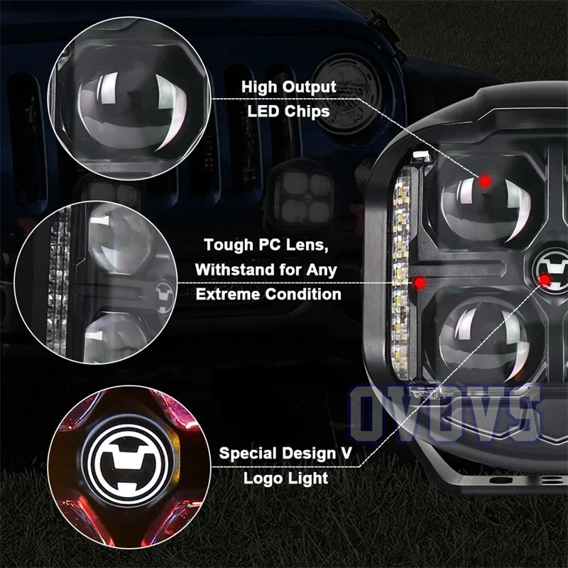 New Arrival Offroad 4x4 Drl/turn Signal Led Driving Light 6 Inch Led Side Shooter Strobe Work Light For Jeep Tractor Truck Atv