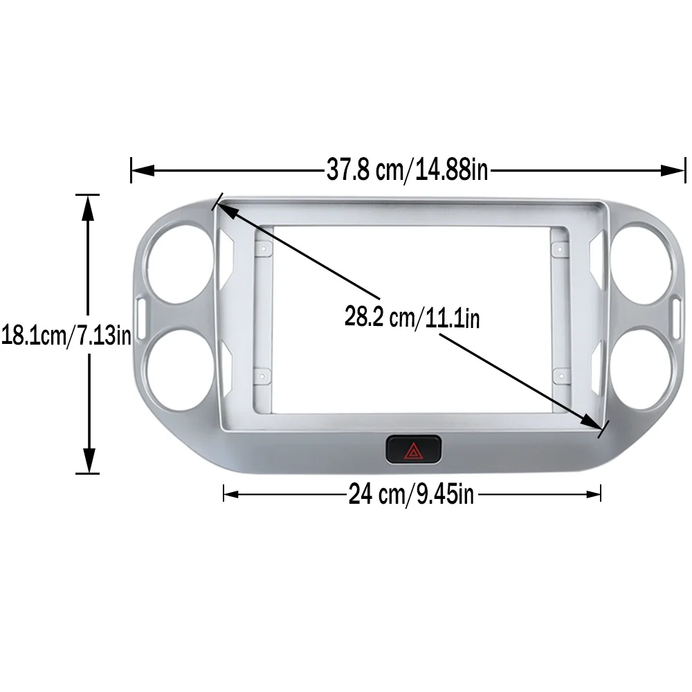 2 Din Car Radio Dashboard Frame, 9 Inch Dashboard Kit for Volkswagen Tiguan 2010-2015 Android Player Adapter, Beze Stereo Panel