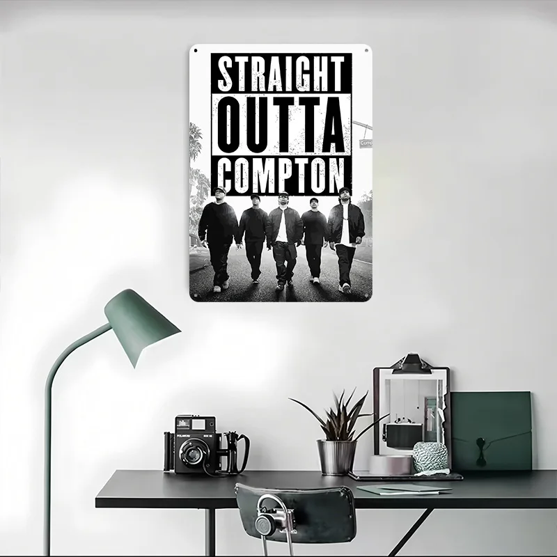 ملصق معدني لفيلم كومبتون من Straight Outta Compton علامات القصدير لتزيين عناصر الديكور المنزلي علامة معدنية مخصصة لتزيين جدران الفن #4