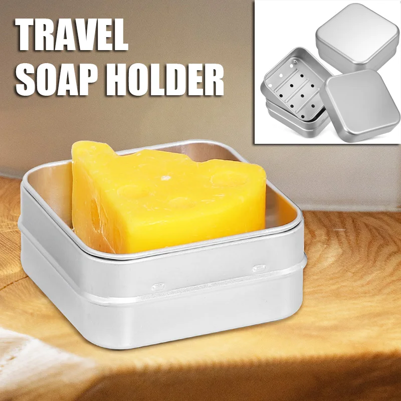 

2 Pcs Drain Aluminum Box Soap Holder with Lid Case Water Proof Travel Container Portable Travel Automatic Holders Self Draining