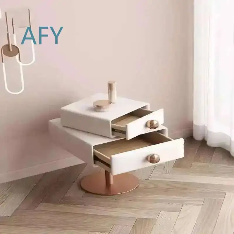 Nordic Nightstand for Bedroom Furniture Modern Luxury Storage Night Table for European Style Dormitorio Girl Room Rotate