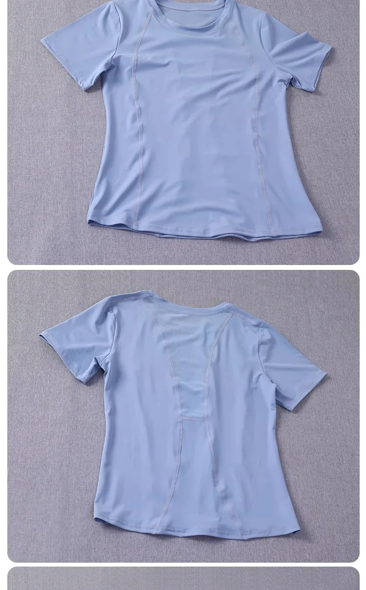 Atmungsaktives Mesh-Sport-T-Shirt für Damen, locker sitzendes, schnell trocknendes Yoga-Workout-Top, leichtes Sport-T-Shirt – Detail 5