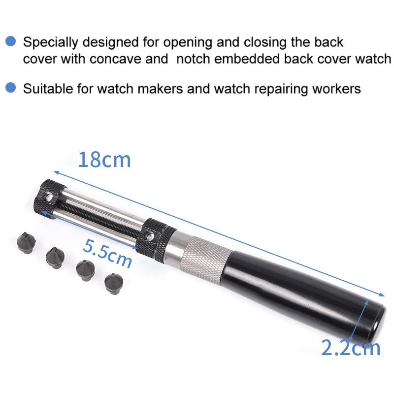 T Shaped Watch Back Case Cover Opener Remover with 4 Dies No.2289 Watch Repair Battery Replacement Tool For Watchmaker 20-55mm