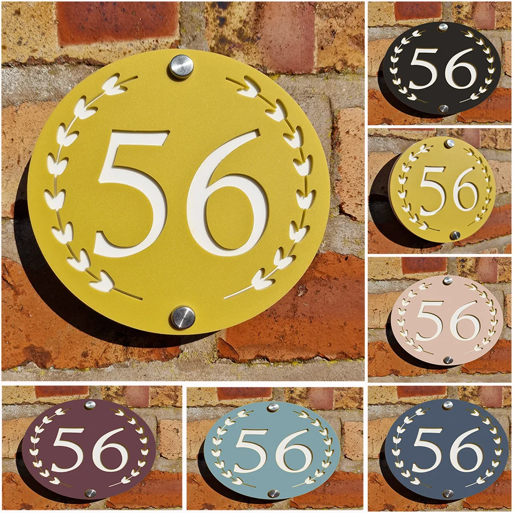 Custom Double-Layer Colored Acrylic House Number Sign Personalized 3D Address Plaque for Outdoor Wall Room Name Flower Plate