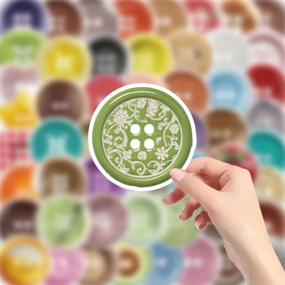 Paquete de 54 Uds de pegatinas de botones Vintage coloridas, calcomanías artesanales Retro para álbum de recortes, diario, proyectos de costura DIY, decoración creativa