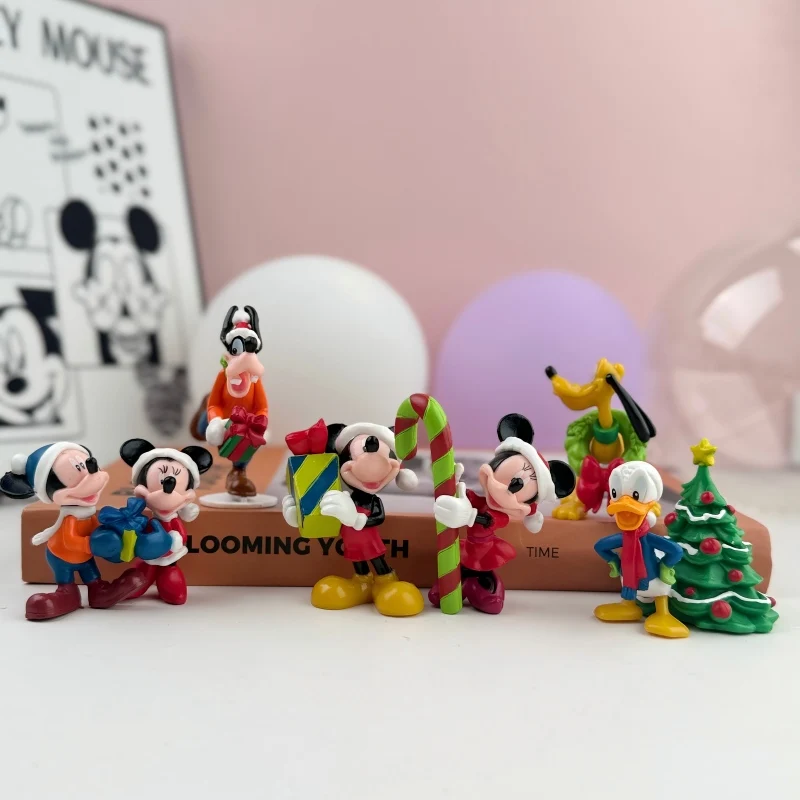 

Disney Mickey Minnie Donald Duck Christmas 6pcs Action Figures Set PVC Collectible Toys Christmas Tree Gift Ornaments Holiday De