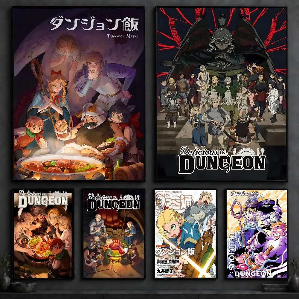 Anime D-Delicious in DungeonS Poster Art  Self-Adhesive No Glue Residue Wall Decor for Bedroom Living Room