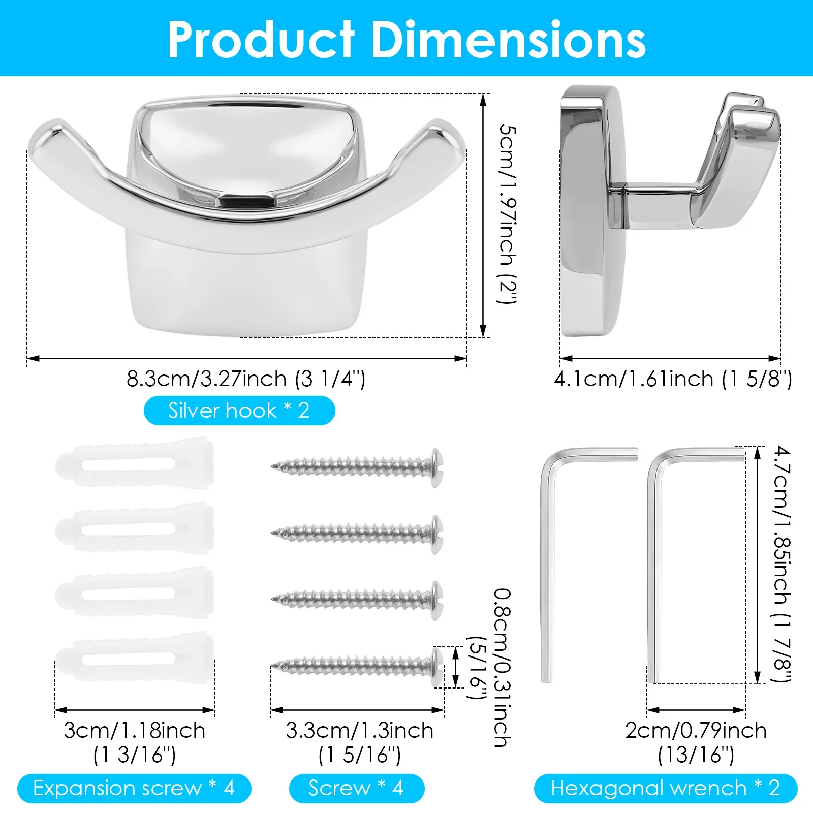 2PCS Zinc Alloy Double Towel Robe Hook Heavy Duty Wall Mounted Coat Clothes Hanger Concealed Screws For Bathroom Bedroom Kitchen