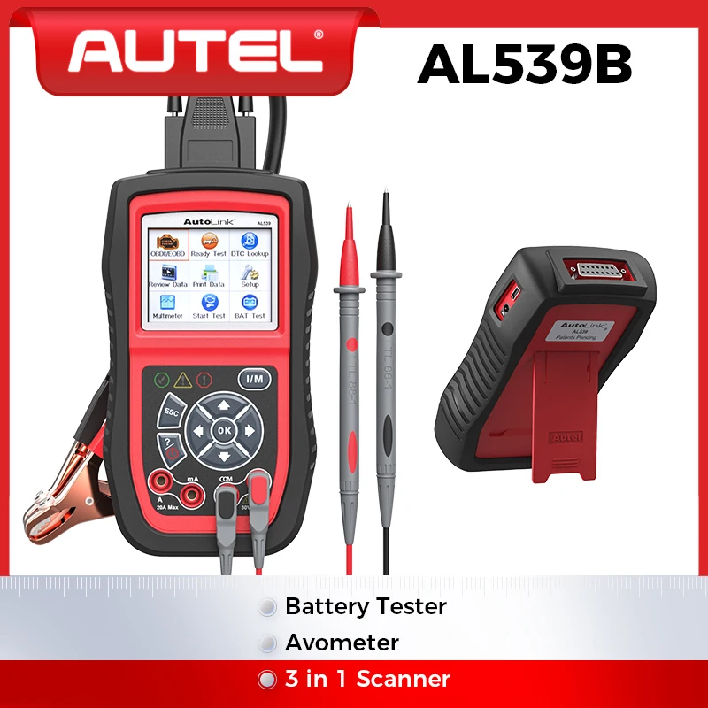 Autel AL539B OBD2 Scanner 3-in-1 Code Reader Battery Tester Avometer for 12 Volts Batteries Full OBDII Diagnosis Charging System