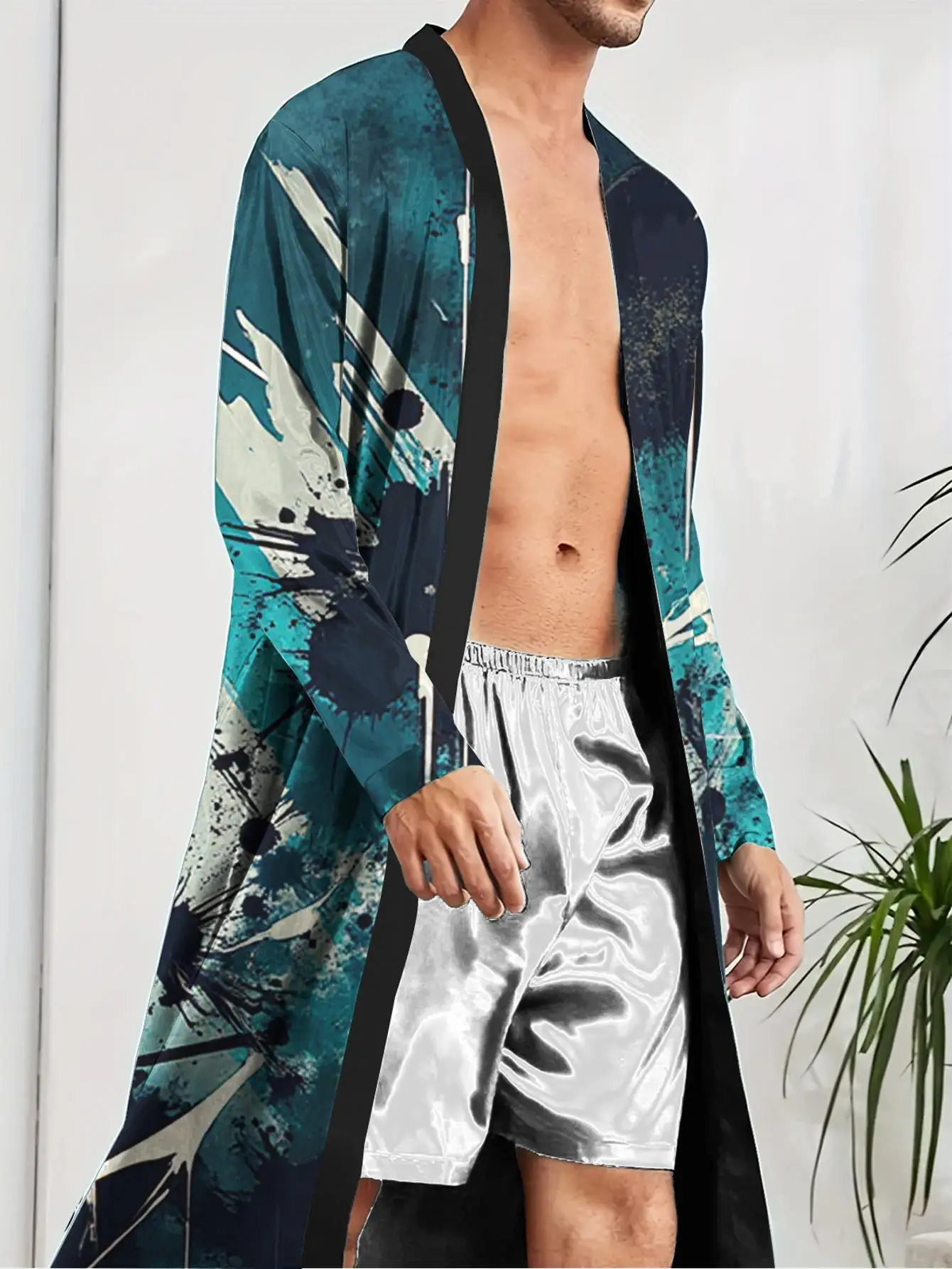 1pcs Men's Robes 2026 Spring/Summer Men's pajamas Graphic Polyester robe Men's bathrobe 3D Printed bath robe nightie for men