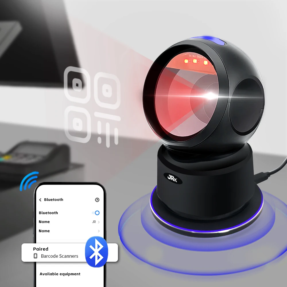 T27HDW Supermarket Desktop Portable Goods Barcode Scanner 1d 2d Handfree Automatic QR Code Scanner Desktop