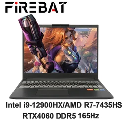 FIREBAT T6A-X 16-дюймовый ноутбук Intel i9-12900HX/AMD R7-7435HS RTX 4060 DDR5 165 Гц 2,5 К Wi-Fi6 BT5.1 32 ГБ 1 ТБ для игровых геймеров