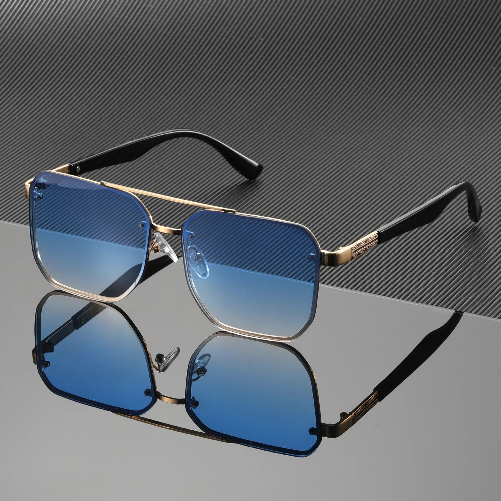 قطعة واحدة من النظارات الشمسية ذات الشعاع المزدوج للرجال والنساء، إطار معدني متدرج اللون #1
