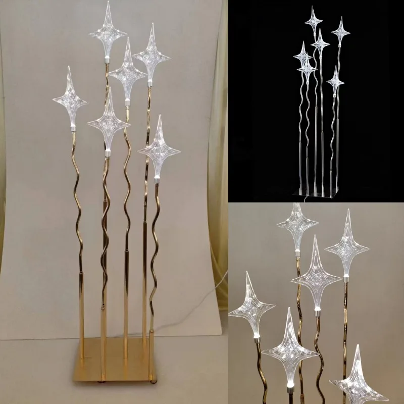 Creative wedding props electroplated gold and silver luminous 6 lucky star road guide Korean five-pointed star chandelier weddin