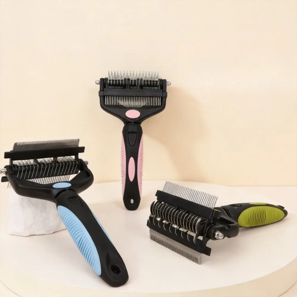 1Pcs 3 In 1 Pet Deshedding Brush Dog Hair Remover Pet Fur Knot Cutter Puppy Cat Comb Brushes Dogs Grooming Shedding Supplies