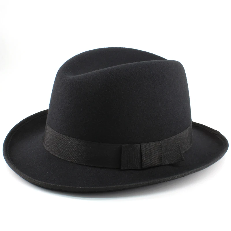 Men Women Classical Retro Wool Blend Homburg Hats Woolen Fedora Caps Trilby Sunhat Travel Party Adjustable UK M-L US 7 1/8-7 3/8