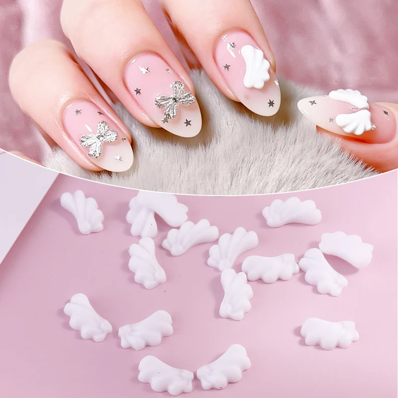 Weiße Engelsflügel Nagelkunst-Dekorationen | Niedliche japanische Flügel-Nagelaccessoires, 3D-Trend-Nagelkunst-Edelsteine, Y2k-Nagelzubehör – Detail 2