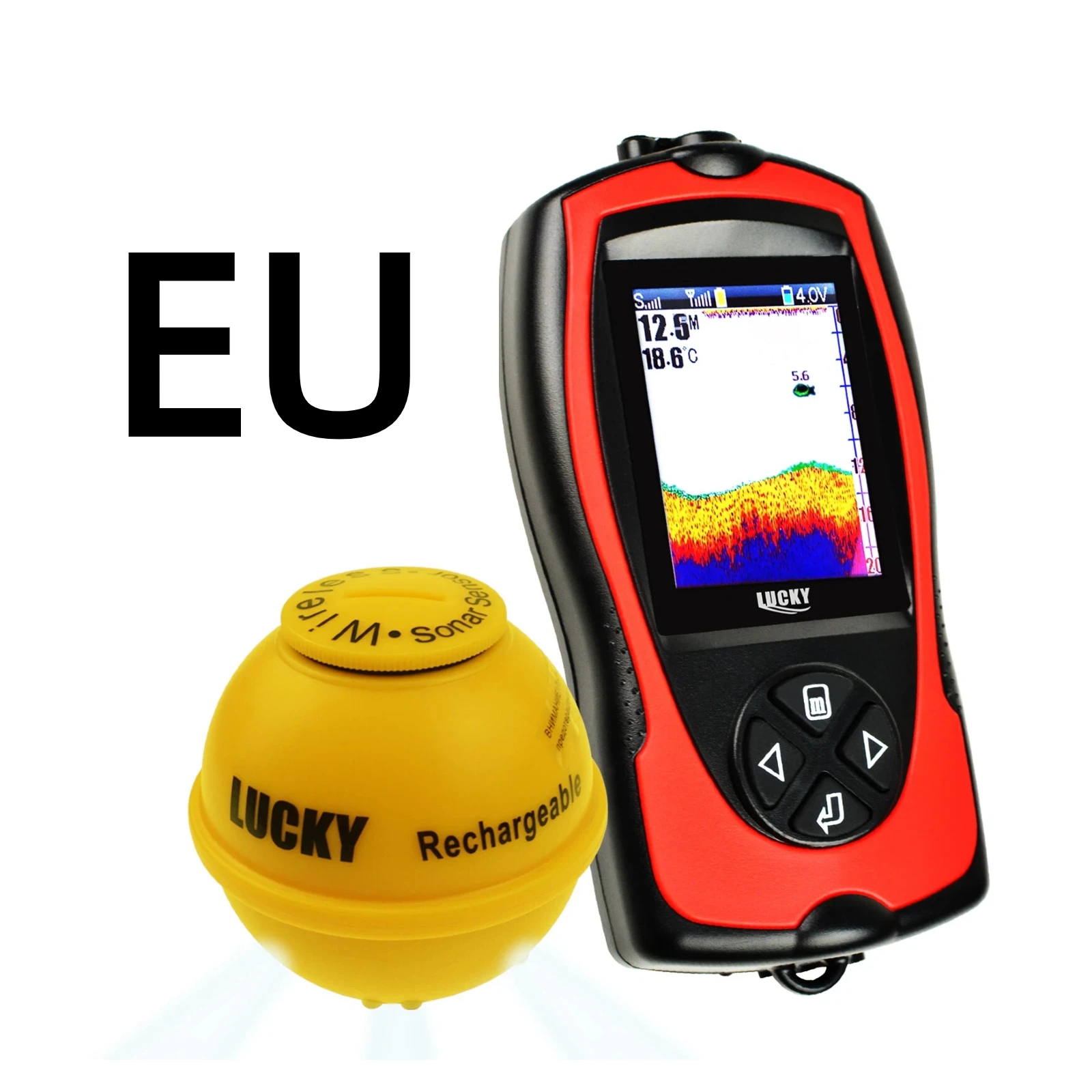 Sonar Fishfinder 45M Waterdiepte Oplaadbare Draadloze Sensor Echolood Visdetector Draagbare Visdieptemeter