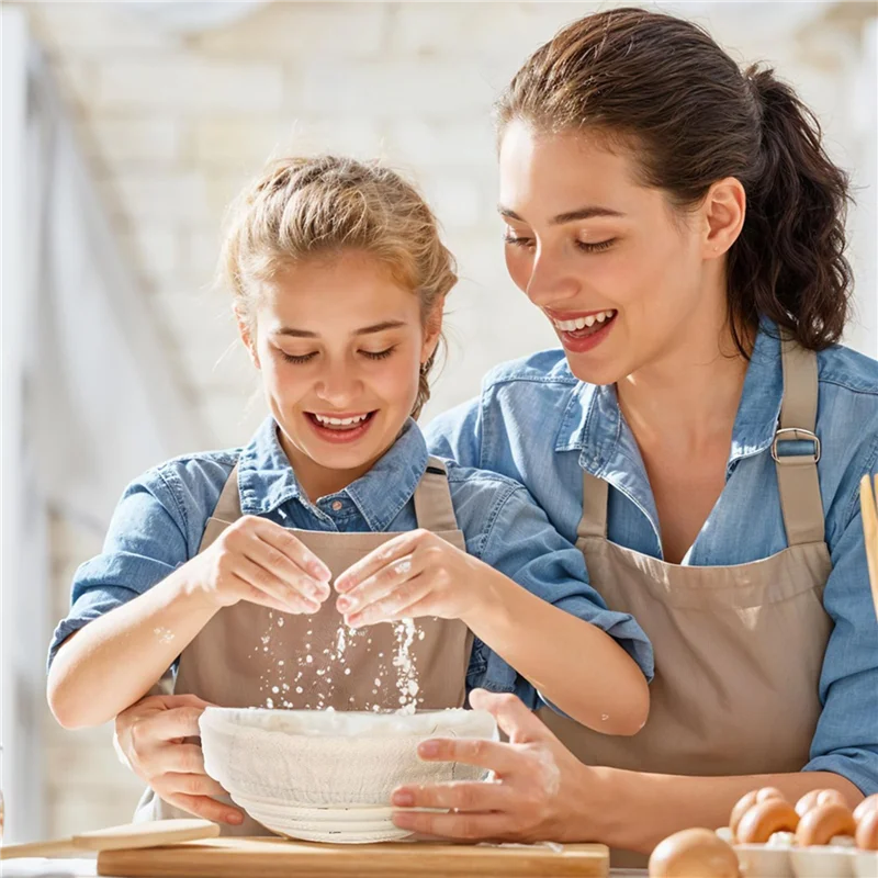 

ABMS-12Pcs 5Inch Banneton Bread Proofing Basket Round Dough Sourdough Proofing Dough Proofing Bowls With Removable Liner