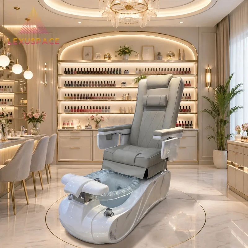 All-in-One Electric Lift Adjustable Whirlpool Pedicure Spa Chair with Multi-Function Massage for Professional Nail Salons