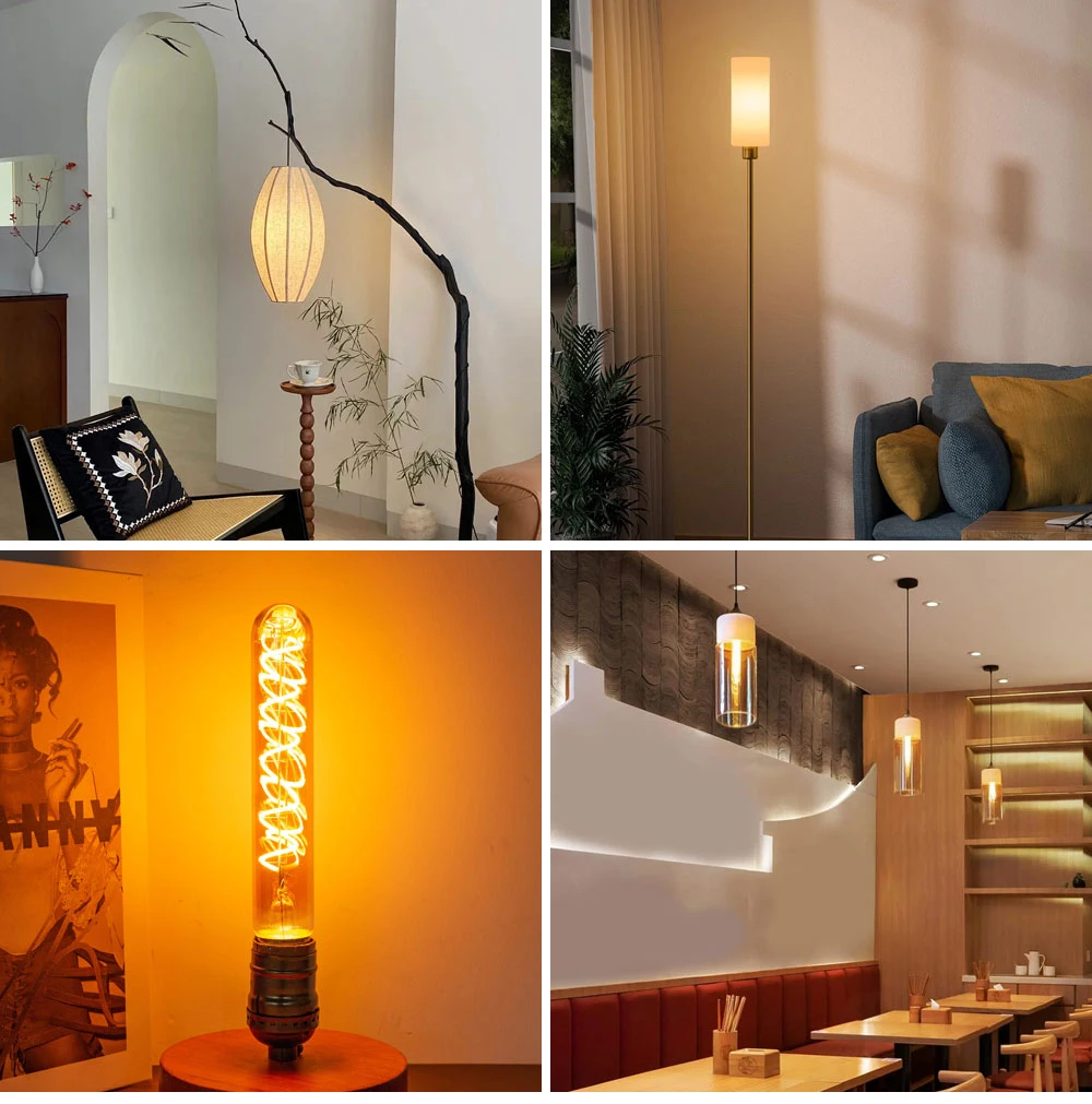 T185 Spiral Filament Edison Tube LED Bulb 3W 2200K Dimmable