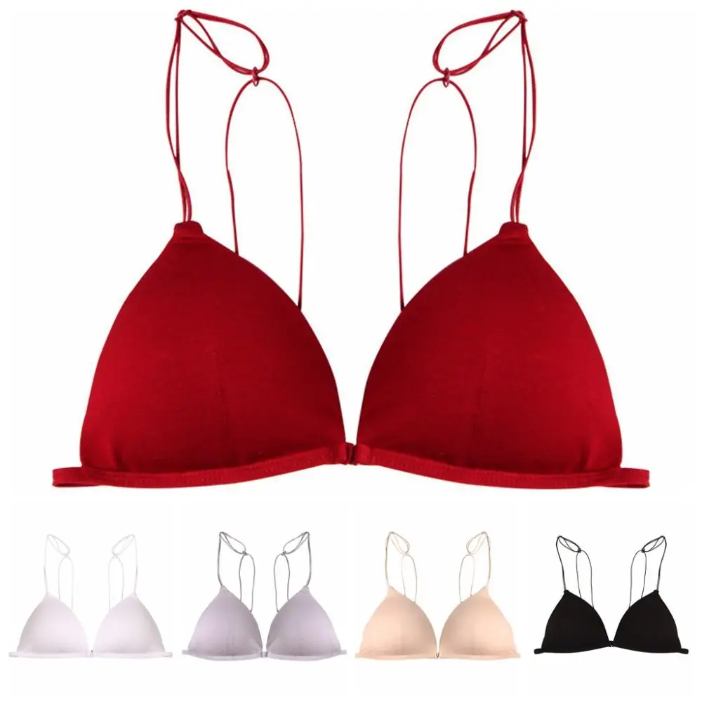 Atmungsaktive Dreiecks-BHs für Frauen, dünne Träger, Push-up-BH im französischen Stil, Schönheitsrücken-Lingerie, drahtloser BH für den Sommer. – Detail 2