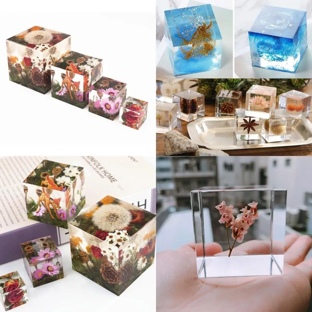 

J78F квадратный куб УФ кристалл эпоксидная форма украшения ручной работы смола силиконовая форма DIY ремесла украшения дома для