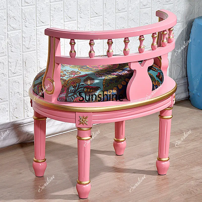 American solid wood single leisure chair living room pink princess chair