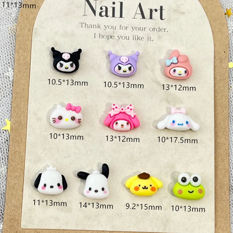 20Pcs Cartoon Cute Hello Kitty Nail Accessories Hand painted Resin Diamond DIY Crafts for Nail Decoration