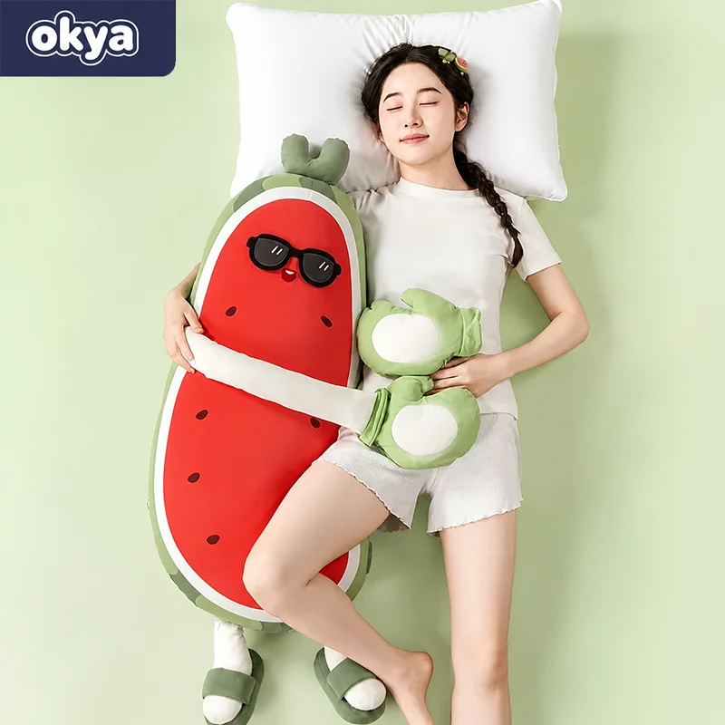 Okya Watermelon Plush Pillow Soft Cooling Sleep Cushion Stuffed Doll For Adult Women Sleeping Relaxation Home Decor