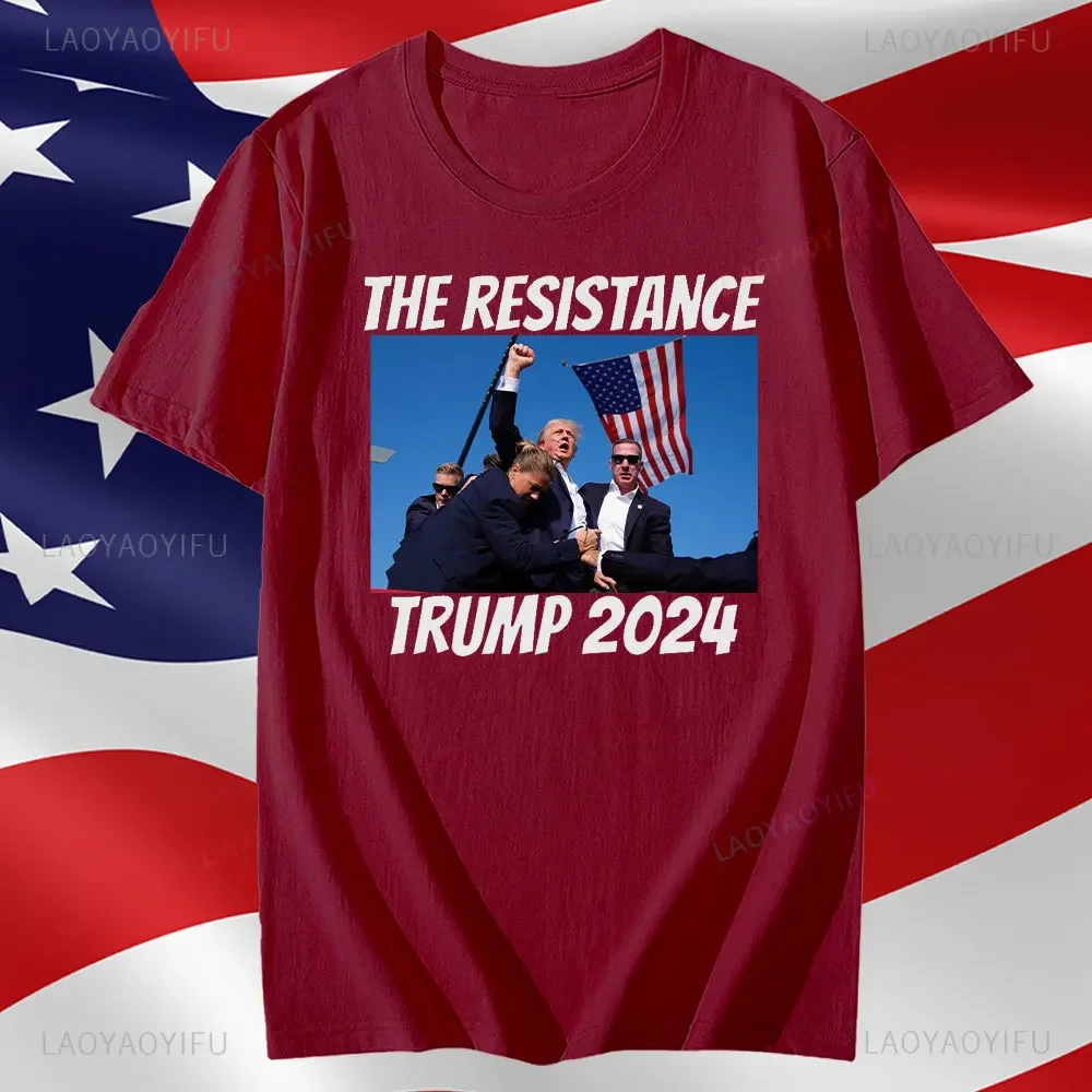 Camiseta Trump Shot Assassination Attempt Still Standing Me Stronger Tshir Camiseta estampada de algodón para hombres y mujeres camisetas gráficas