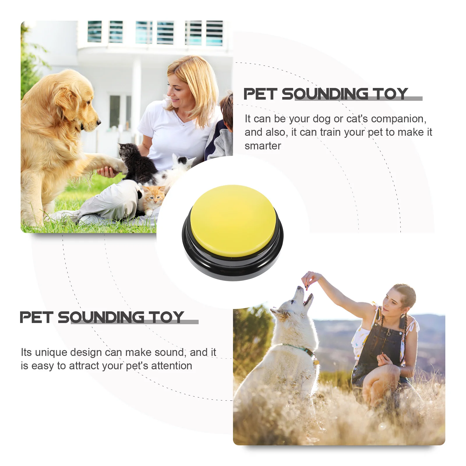 

Sound Activated Dog Training Button Interactive Recording For Pet Intelligence Household Use Talking Buzzer Dog Accessory