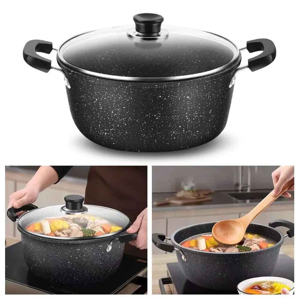 

Maifan Stone Soup Pot Universal with Lid Two Ears Cookware Non-stick Household Kitchen Cooking Gas Induction Cooker