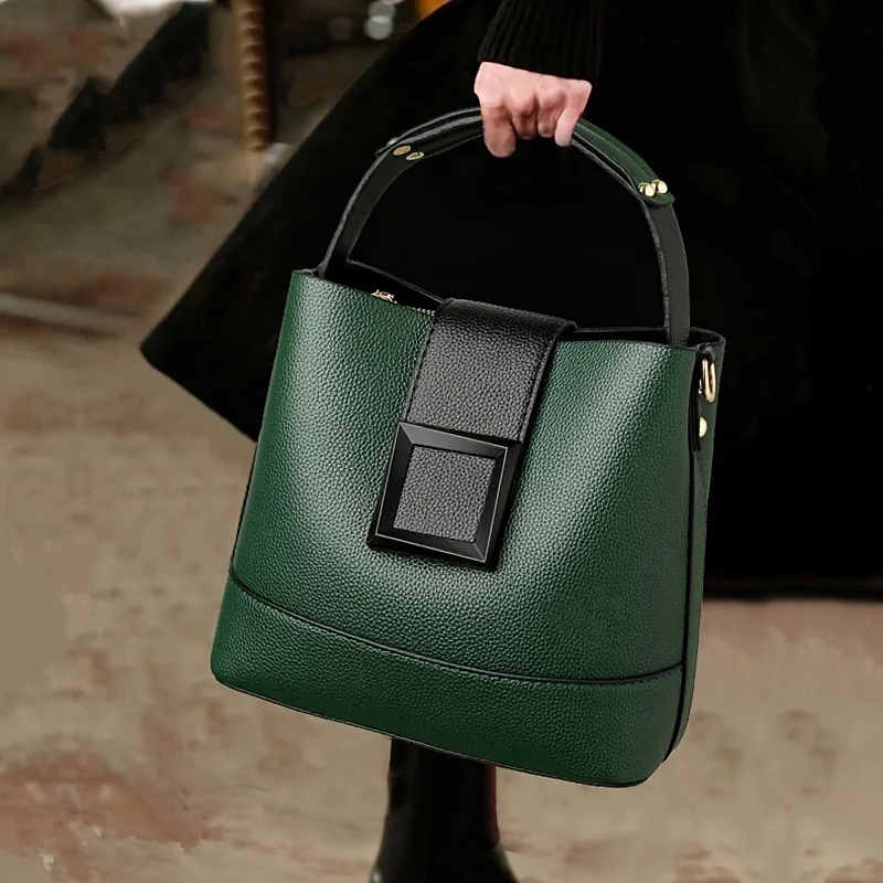 Einfache Beuteltasche, trendige Geldbörse mit Griff oben, modische Hanbag-Umhängetasche für Damen – Detail 6