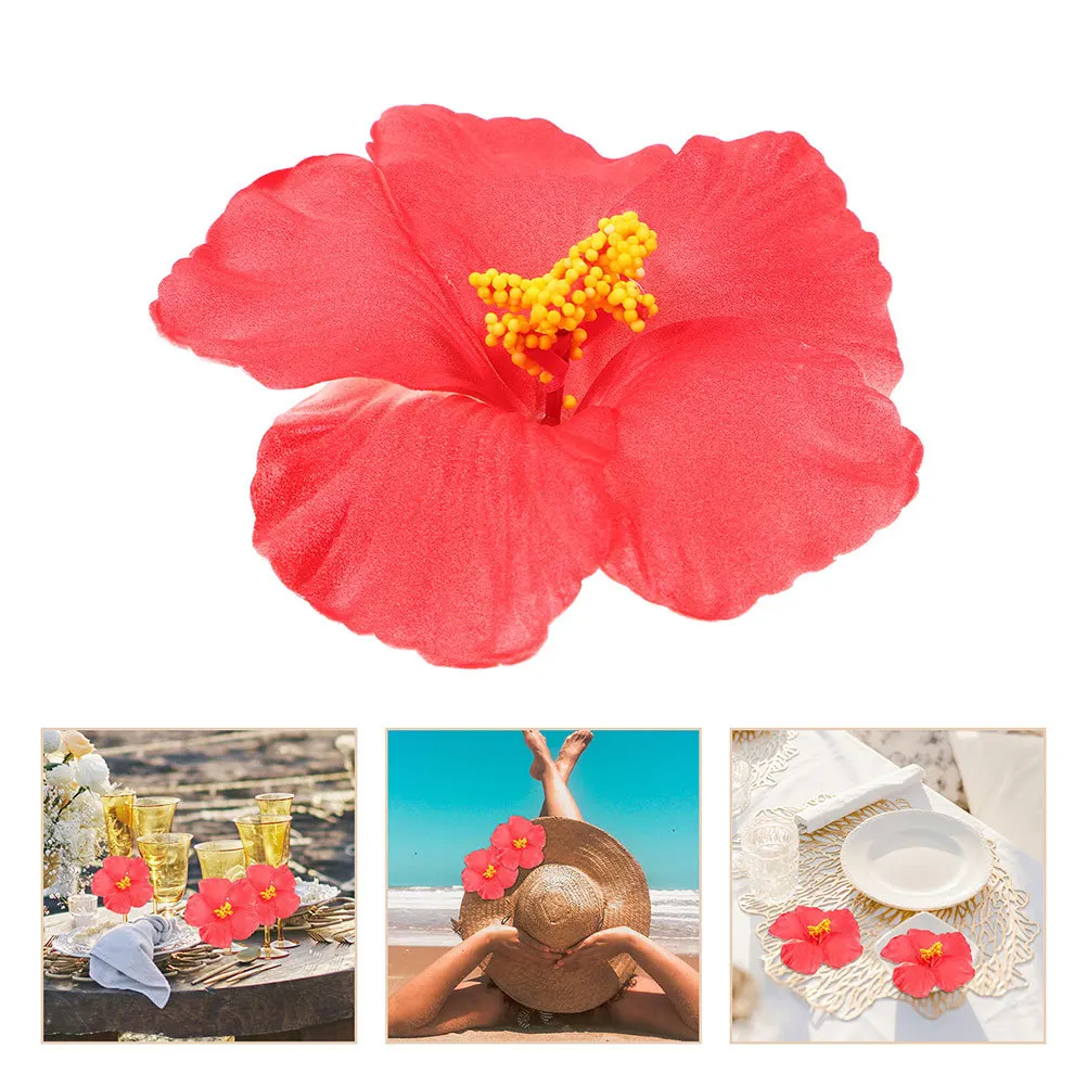 

20Pcs Artificial Hibiscus Flowers Faux Hawaiian Tropical Flower Heads Summer Party Decoration DIY Crafts Tropical Flowers