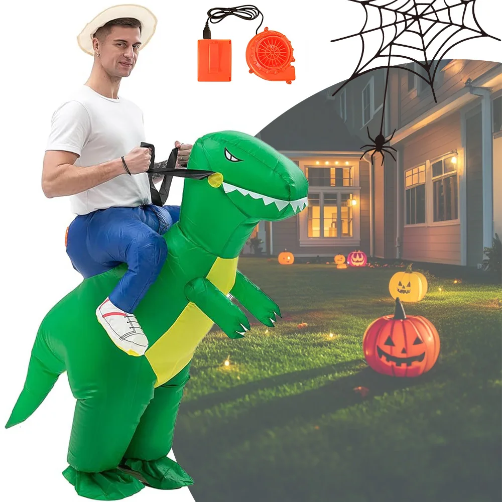 Aufblasbares Dinosaurierkostüm für Erwachsene, Größe 160–190 cm, Dinosaurierkostüm für Halloween, zum Reiten, für Halloween, Karneval, Weihnachten, Cosplay-Partys.