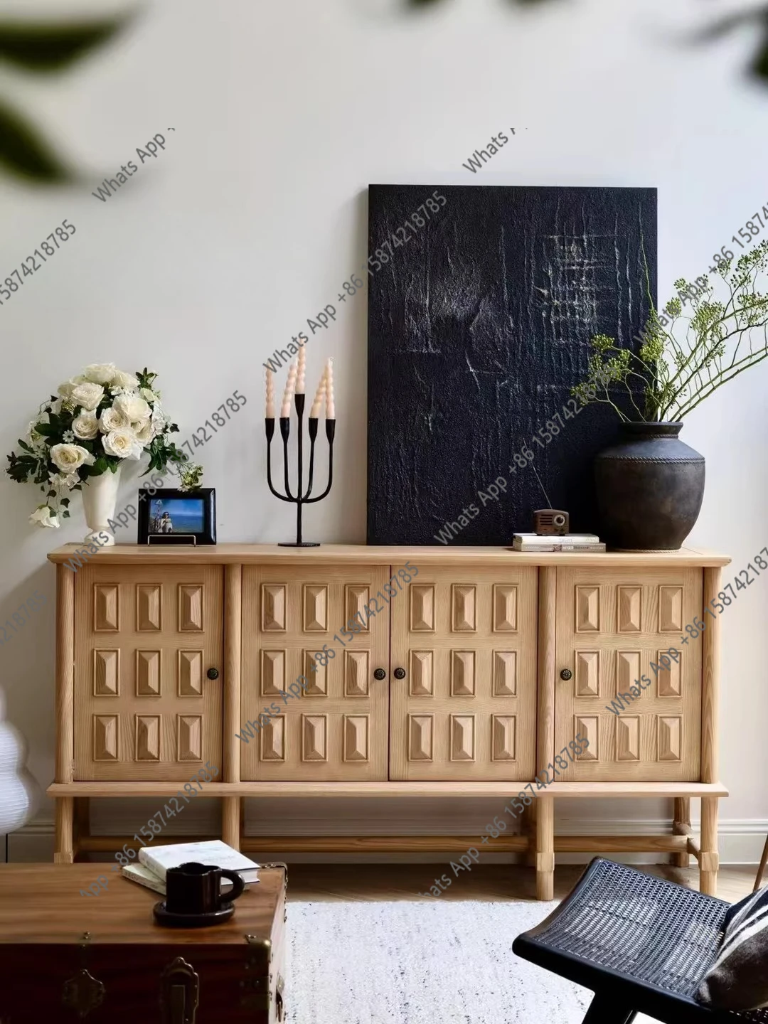 

Комод в стиле французского винтажа, из массива дерева, для гостиной, тумба для хранения, дизайнерская модель для прихожей