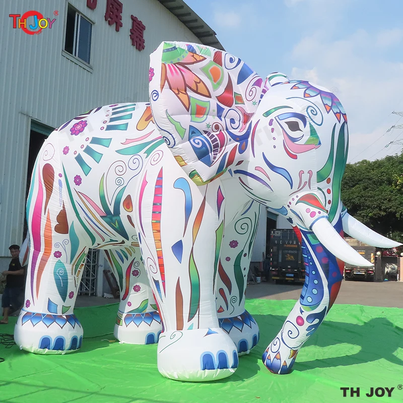 

Free Air Shipping Giant 3m 4m 5m Tall Colourful Inflatable Elephant with Led Lights Decorative Cartoon Mascot Toy for Decoration