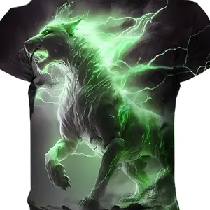 Erkek tişört baskı kaplan, 3D Harajuku, boyun, standart, siyah yıldırım, bluz kısa kollu giyim, ekstra büyük ve yaz 12 en çok satan kaplan gömleği - №3