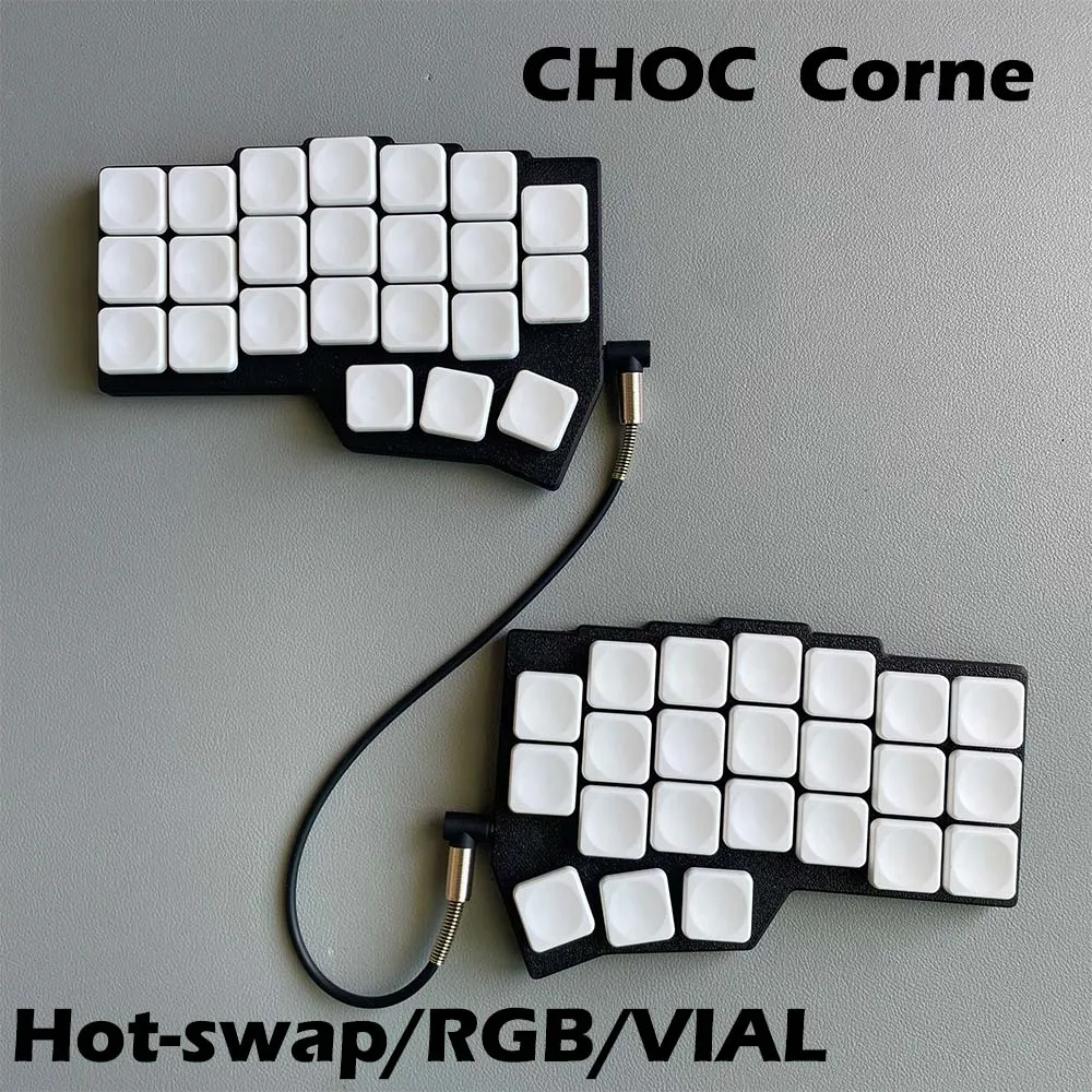 

CHOC Corne Low Profile Split Mechanical Keyboard Hot-swap Kaih Chocalate V1/V2 Switch Wired RGB VIAL Programmable