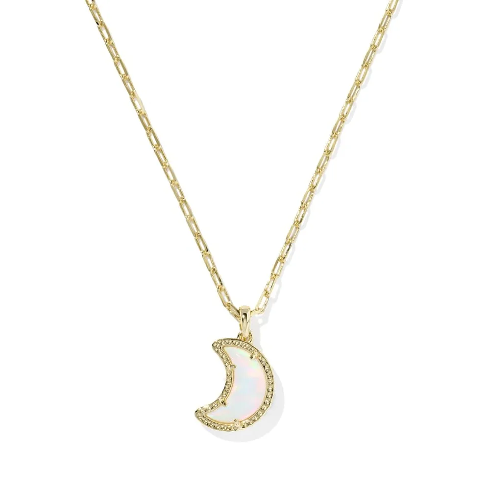 

VKVVA Fashion Halloween Jewelry White Opalescent Resin Moon Gold-plated Short Pendant Necklace for Women