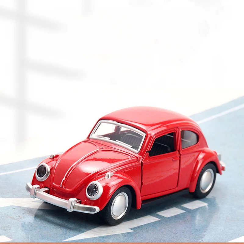 Alloy Car Model Beetle Vintage Door Opening Children\'s Toy Motorcar Cake Decoration Collection Accessories For Boy Gift