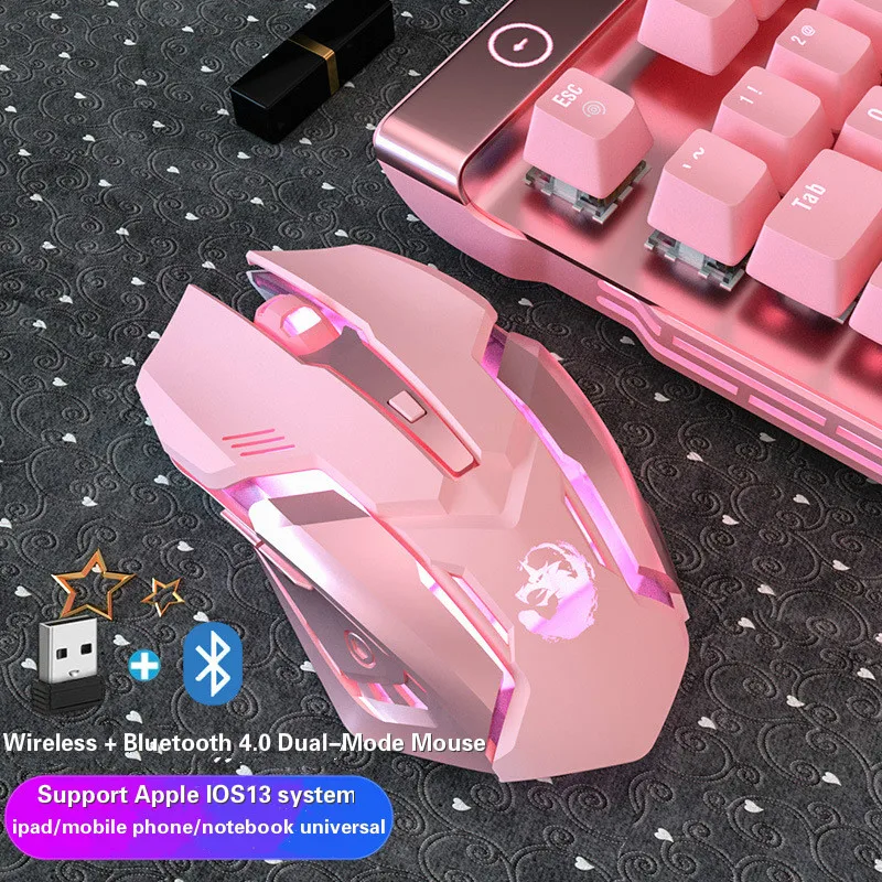 Wireless Mouse Bluetooth Rechargeable Mouse Ultra-thin Silent LED Colorful Backlit Gaming Mouse For iPad Computer Laptop PC